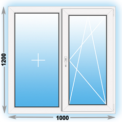 Пластиковое окно двустворчатое 1000x1200